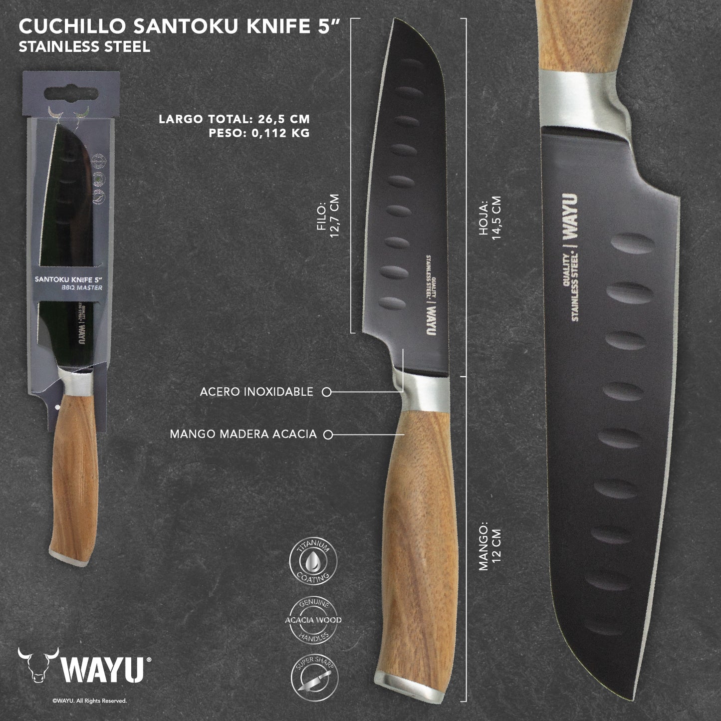 
                  
                    Cuchillo Santoku 5,5" Wayu
                  
                