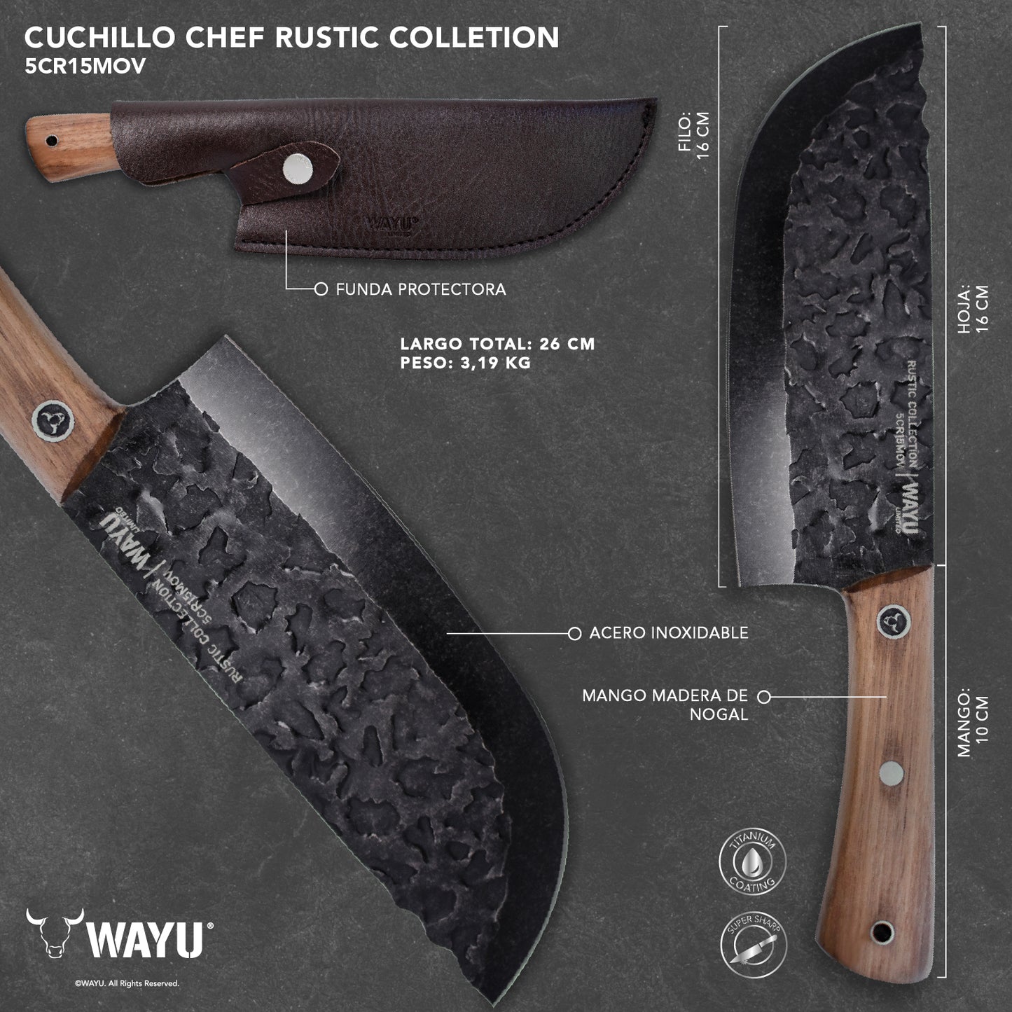 
                  
                    Cuchillo Chef Con Funda Rustic Collection Wayu
                  
                