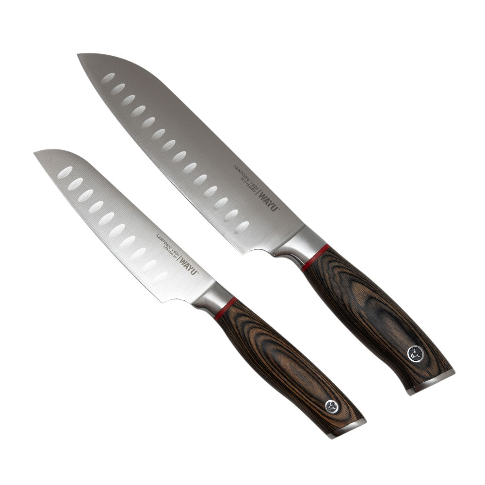 Set 2 Cuchillos Santoku Ring Red Wayu