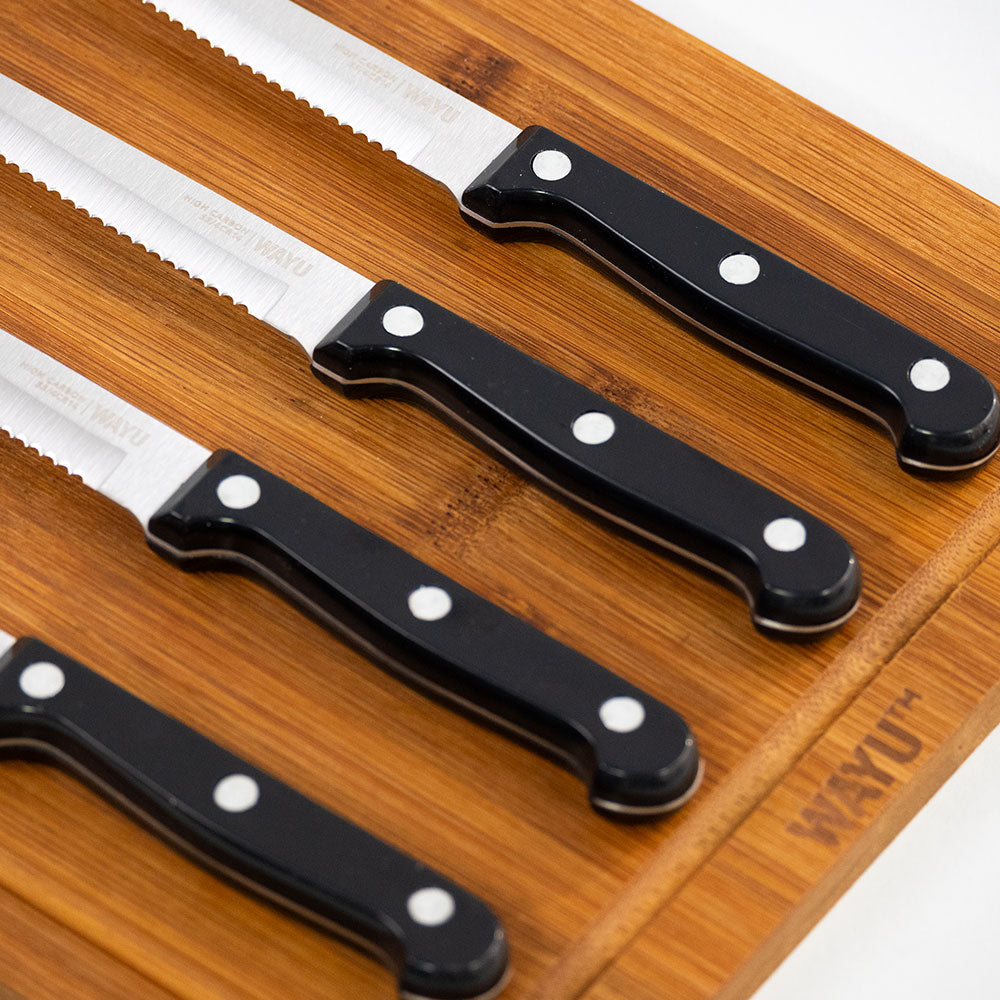 
                  
                    Set 4 Cuchillos + Tabla Bamboo Wayu
                  
                